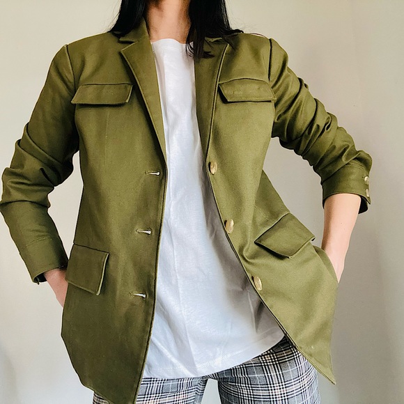 Liz Claiborne Military Style Olive Green Women’s Jacket Size 12P(fits size small - Picture 2 of 15
